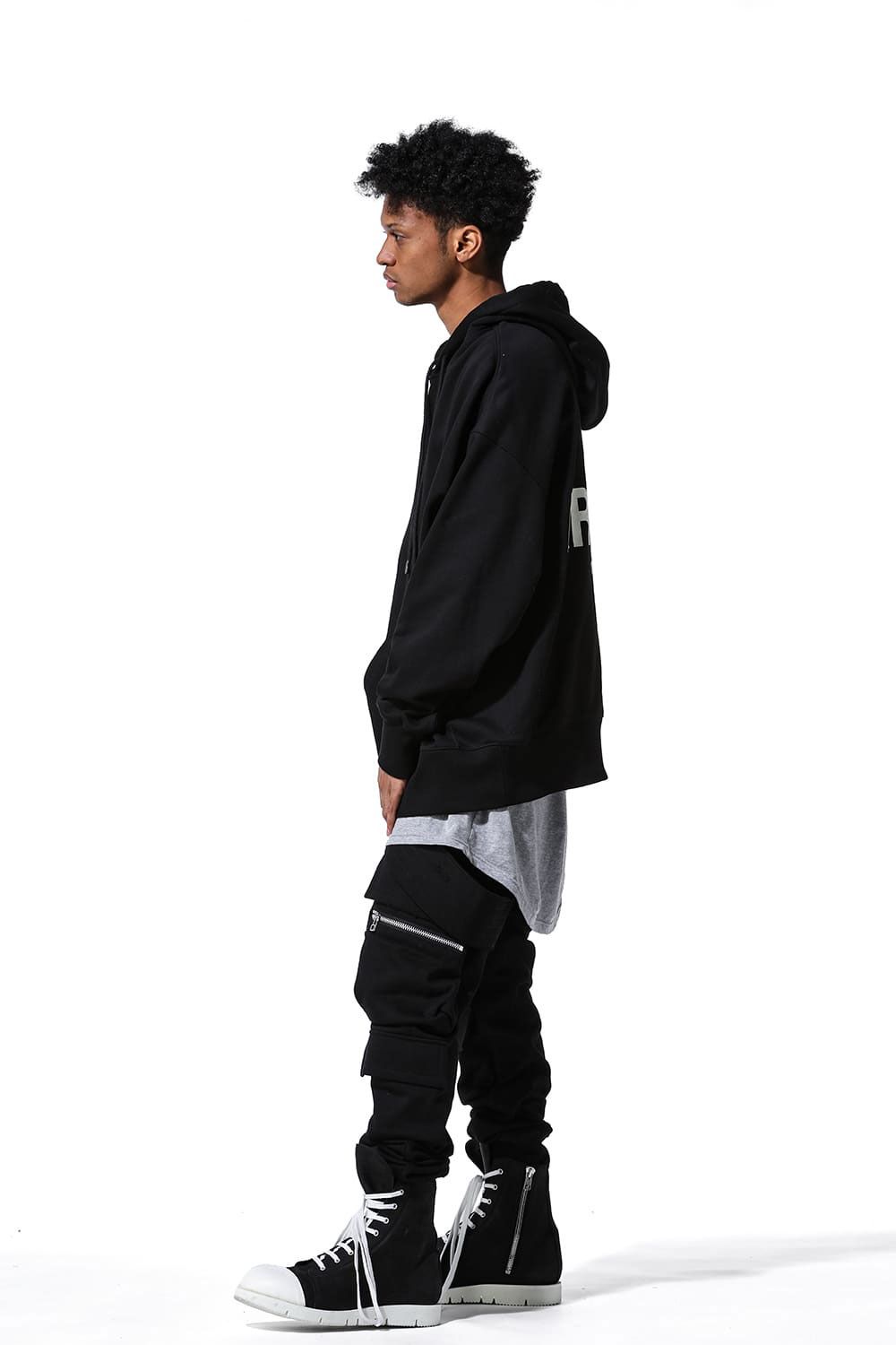 ベルトカーゴサルエルスウェットパンツ / Belt Cargo Sweat Sarouel Pants / ブラック / ag-8026