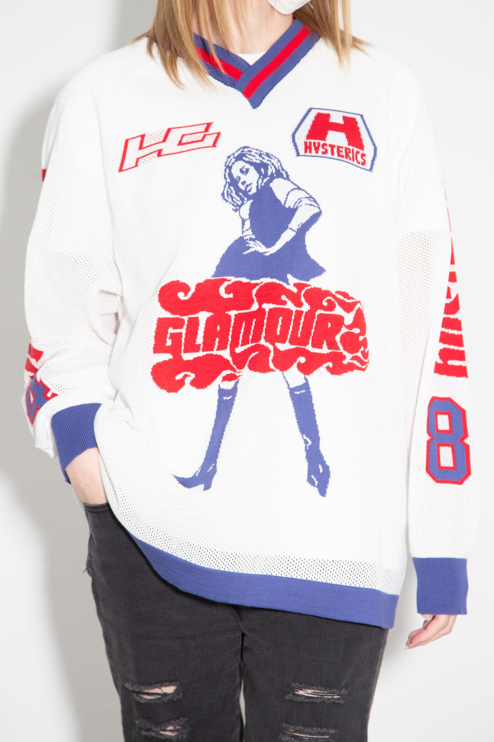 HYSTERIC84ジャカードメッシュ プルオーバー / ホワイト