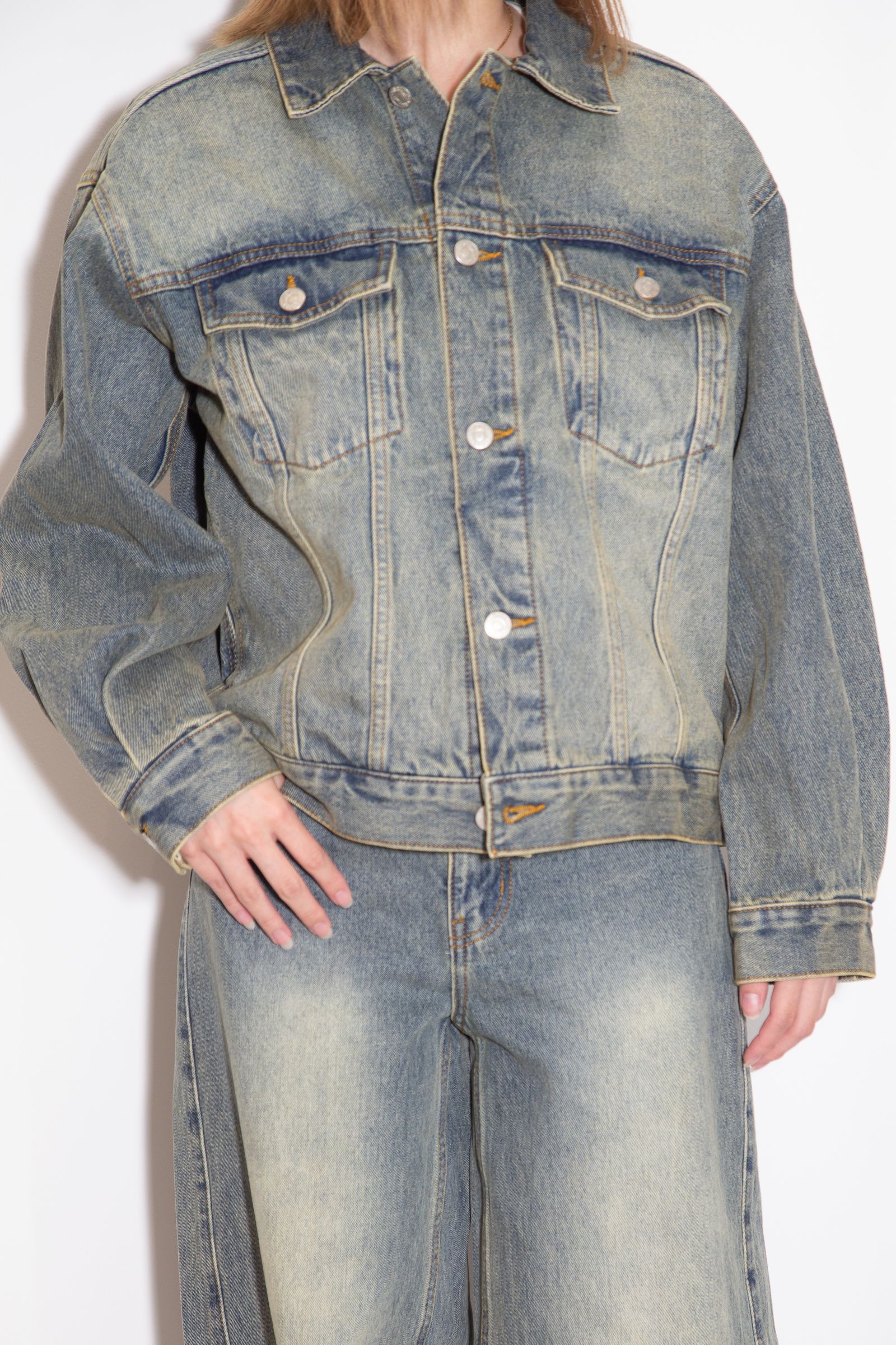 LOGO MARK STITCHED DENIM JACKET / ライトインディゴ