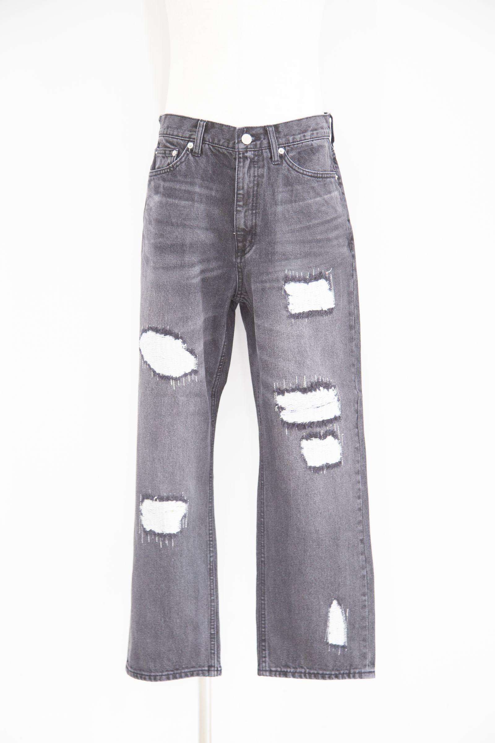 [ラスト1点 サイズ32] DISTRESSED DENIM PANTS / ブラック
