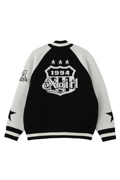 PATCH AND JACQUARD STADIUM KNIT JACKET /  ブラック