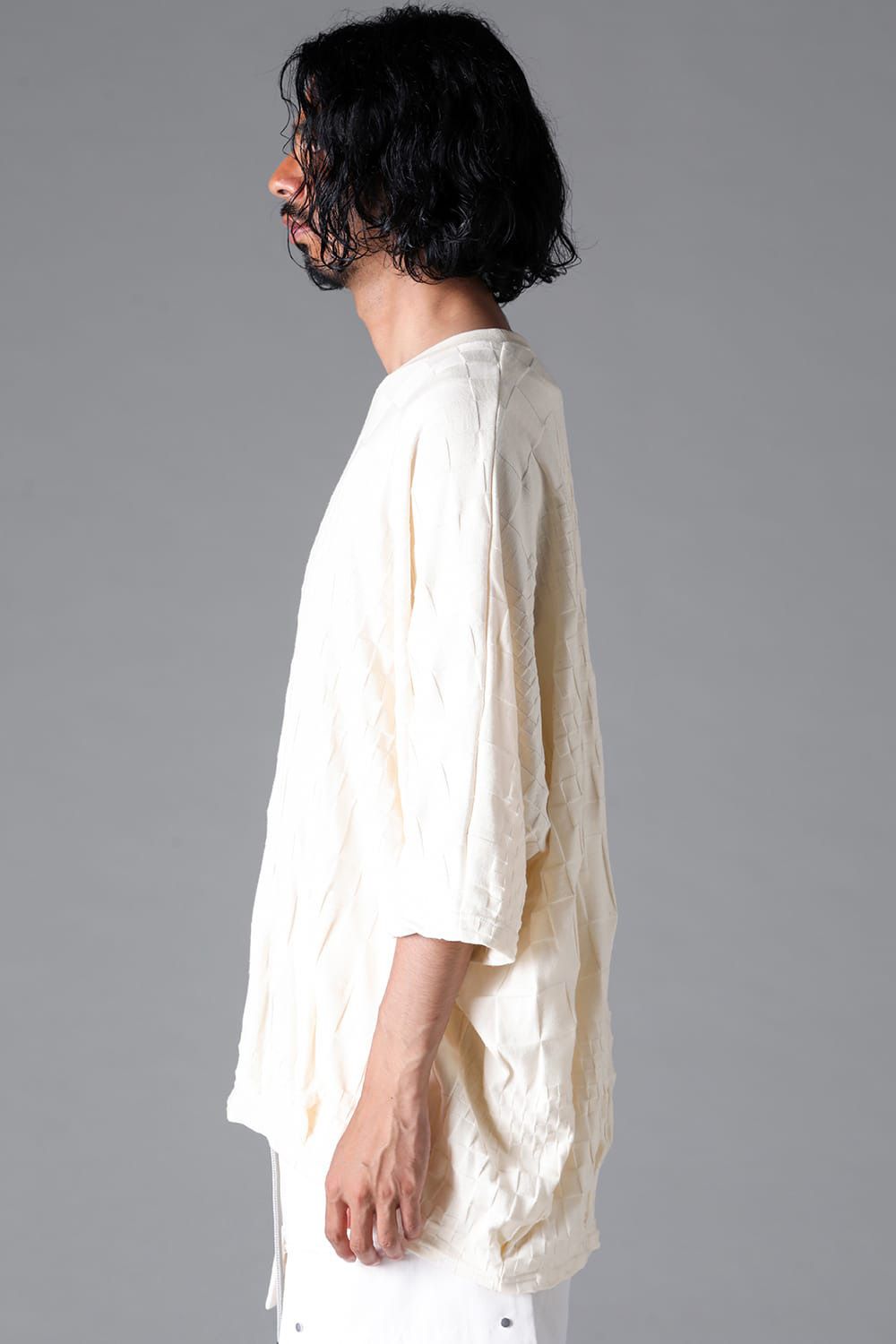 GRADIENT PLAID PATTERN DOLMAN TEE / ブラック