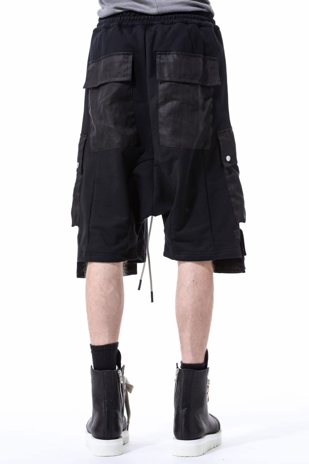 リネンコンビスウェットショーツ / Linen Combi Sweat Shorts / ブラック / ag-11035
