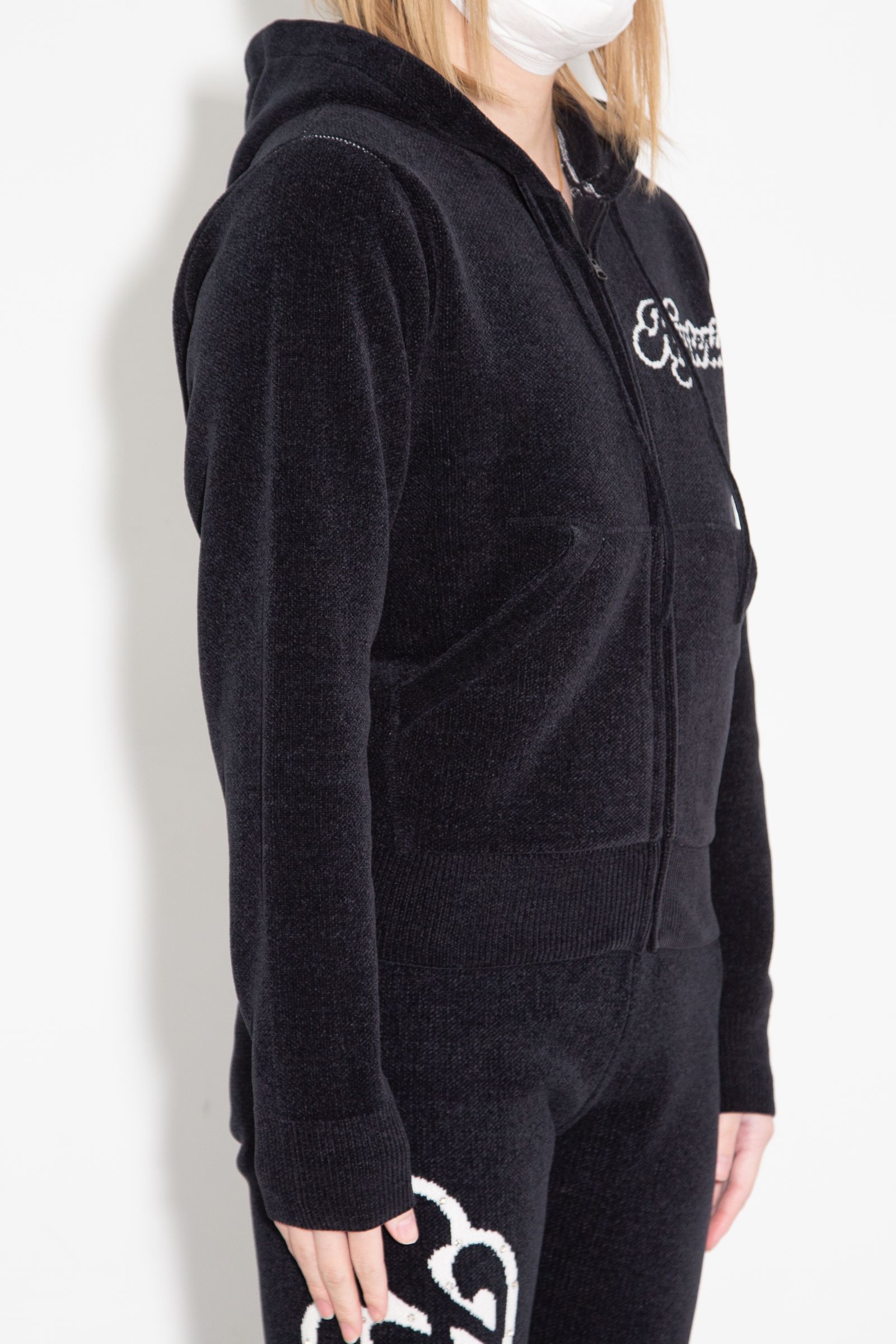 【セットアップ】HYSTERIC GIRL編込 パーカー・HYSTERIC GLAMOUR編込 フレアパンツ / ブラック