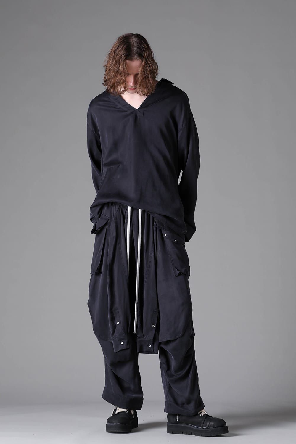 Satin V-Neck Shirts Pullover