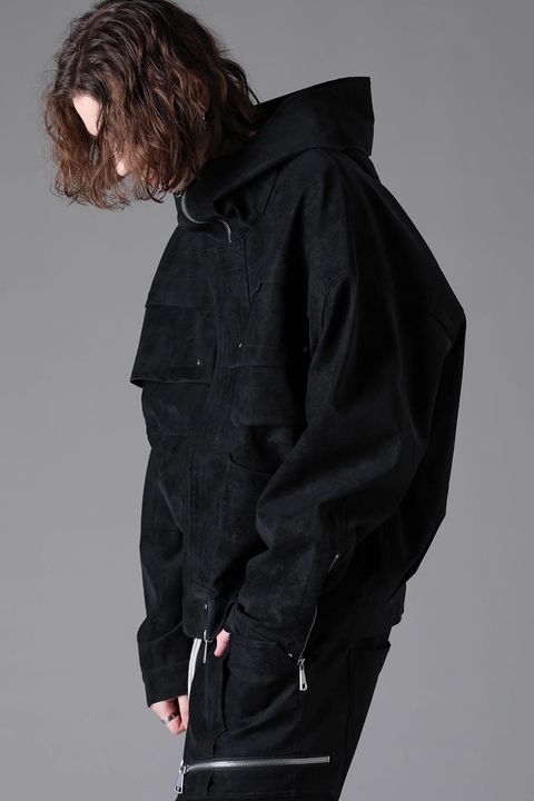 Vegan Leather Hoodie Blouson / ブラック