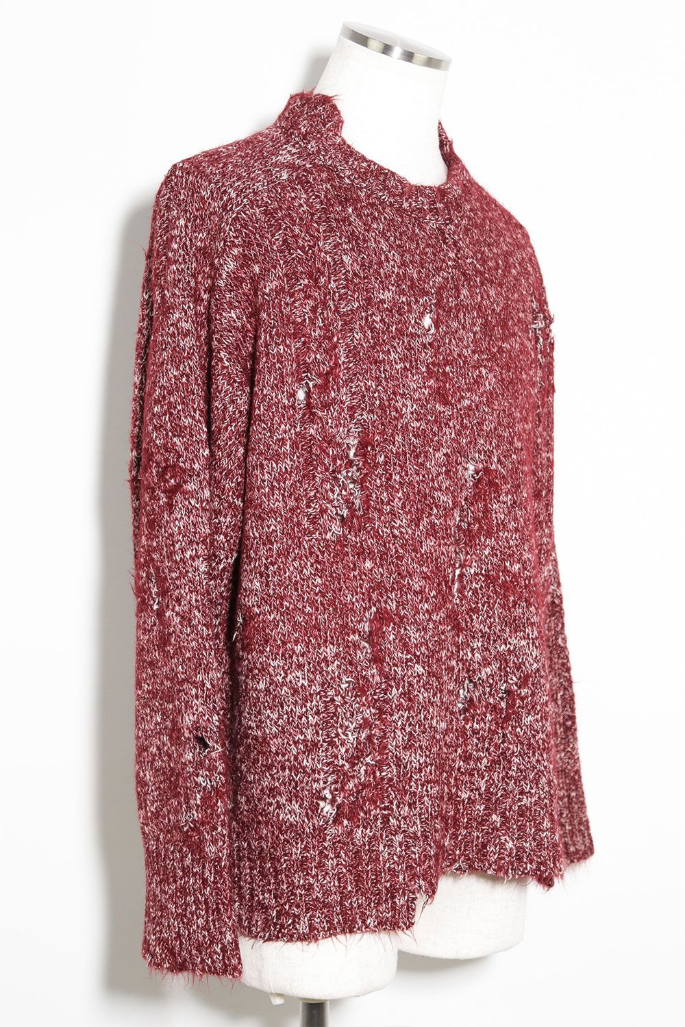 [ラスト1点 サイズ3] リラックスフィットダメージニット / Damage Knit Top / レッドミックス / ag-8013