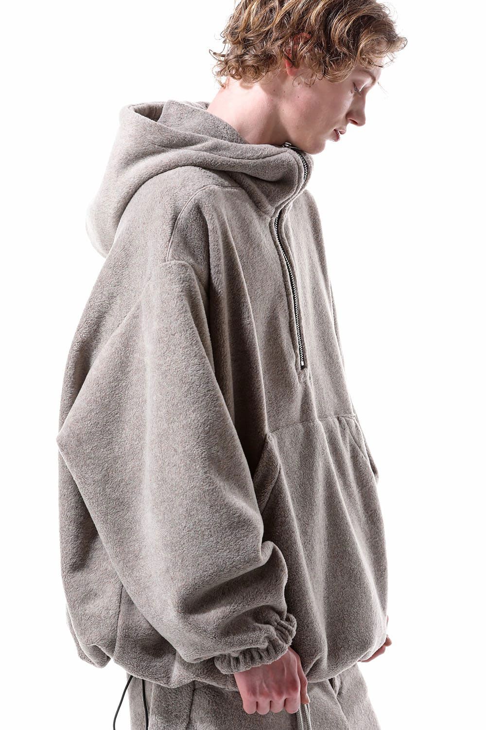 フリースハーフジップフーディー / Fleece Hoodie / ベージュ / ag-10085-1