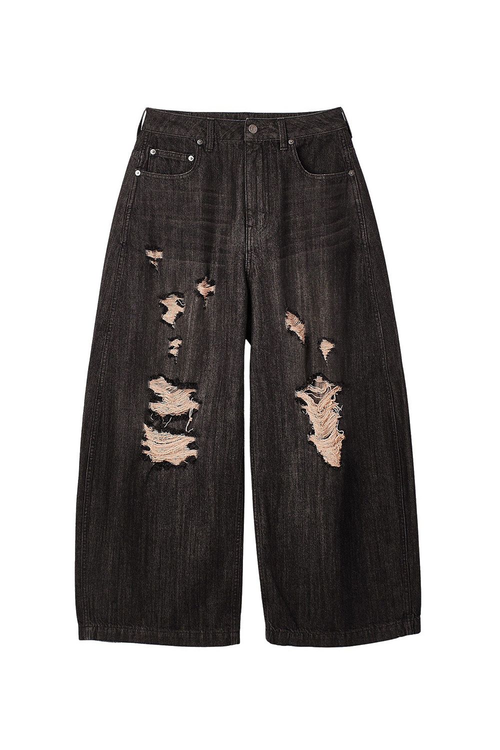 DISTRESSED BAGGY DENIM PANTS / ブラック