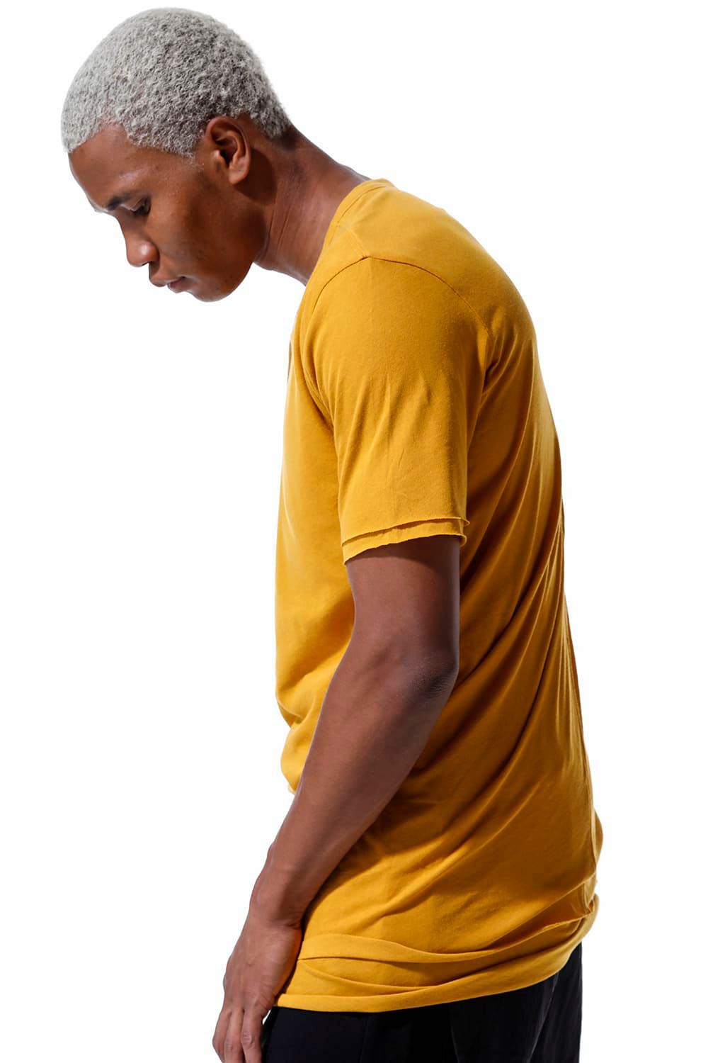 LAYERED CREW NECK TEE / マスタード