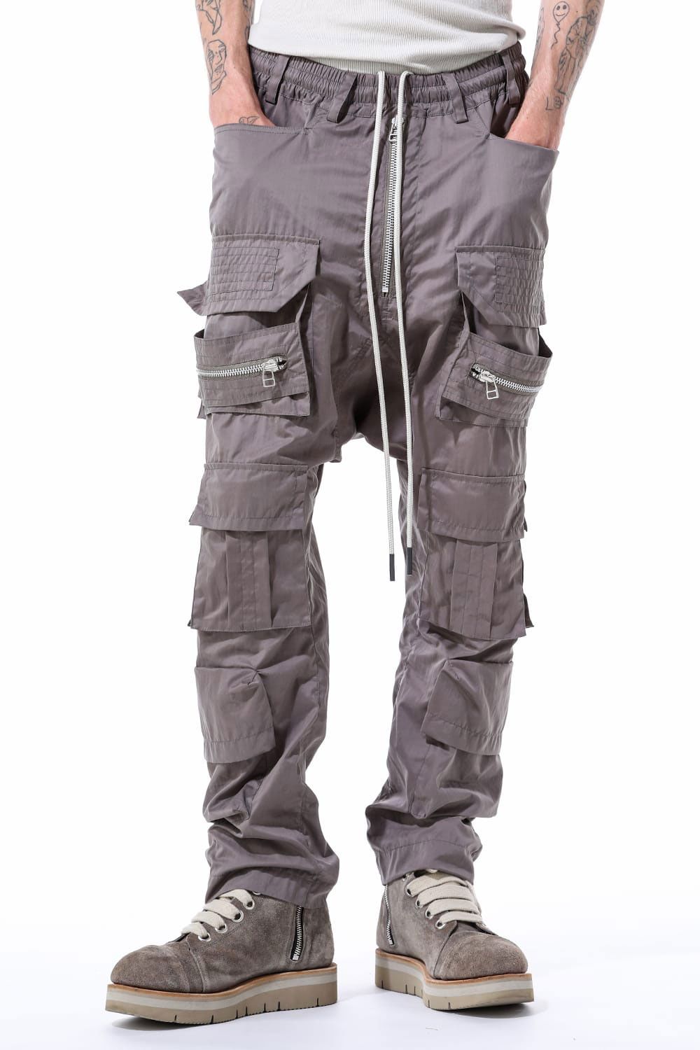 [ラスト1点 サイズ1] ナイロンカーゴサルエルイージーパンツ / Nylon Cargo Sarouel Easy Pants / ブラック / ag-11022-2