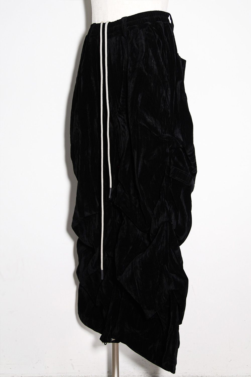 ベロアタックワイドパンツ / TUCK WIDE PANTS / ブラック / ag-12035-1