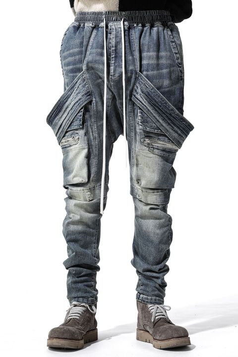 サルエルカーゴスキニーデニム / Indigo Denim Cargo Sarouel Skinny / インディゴ / ag-6036-2