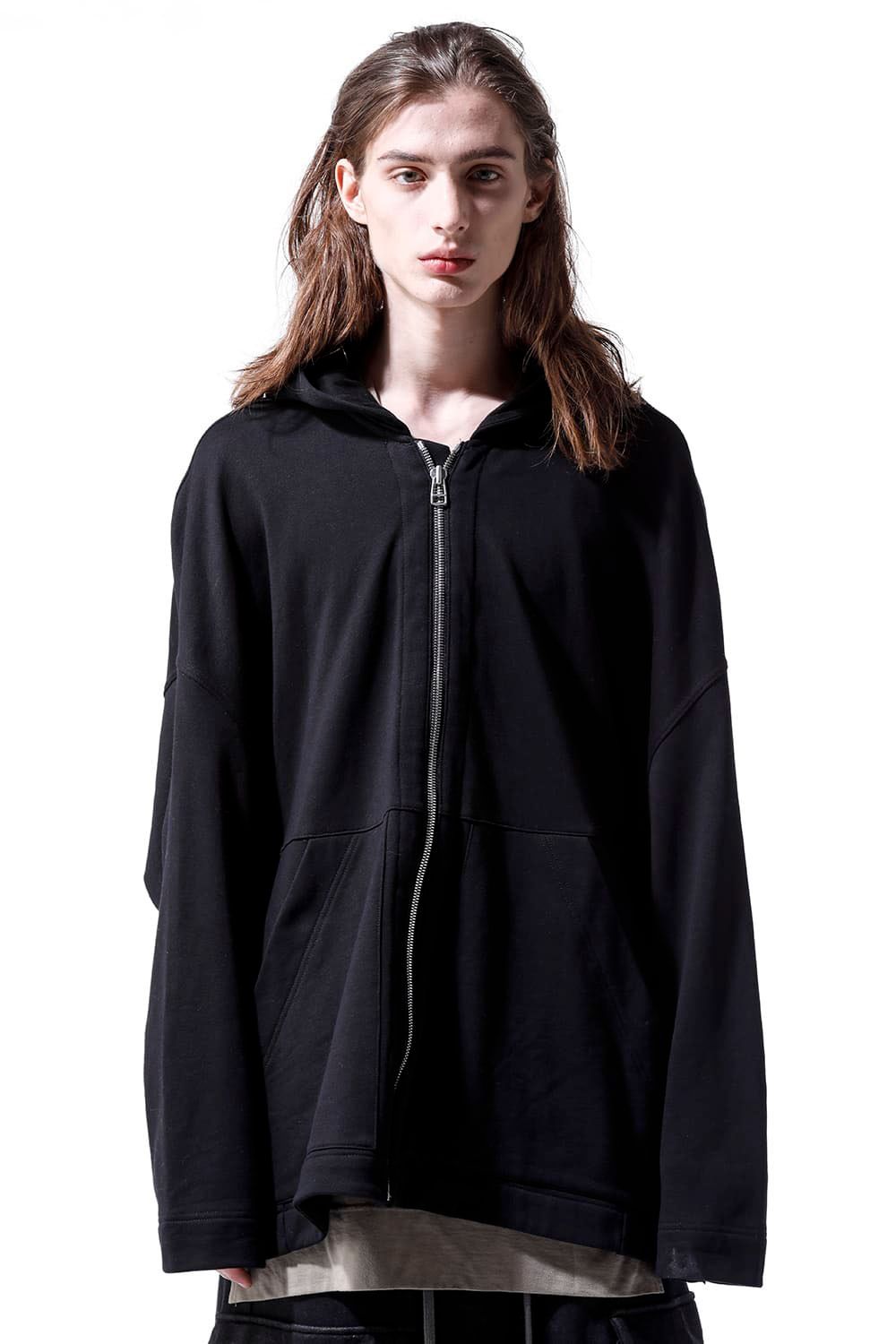 スウェットドルマンジップフーディ / Sweat Dolman Zip Hoodie / ブラック