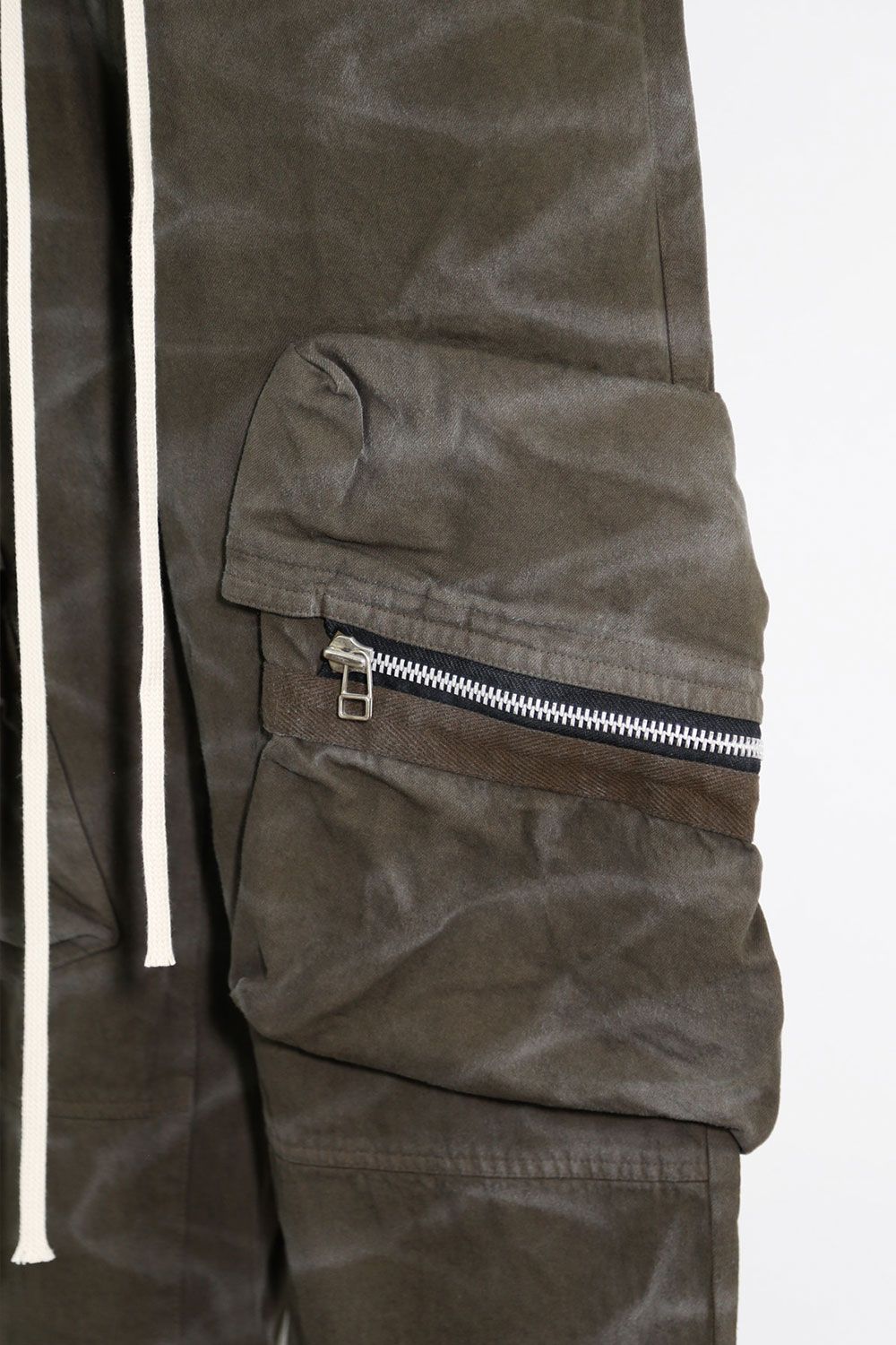 ヴィンテージ染めワイドカーゴパンツ / Vintage Dyed Pocket Long Pants / カーキ / ag-7035-1