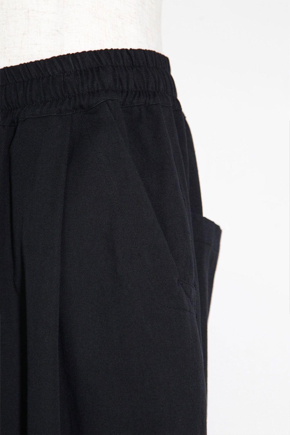 コットンリネンベルトワイドパンツ / Belt Parts Long Pants / ブラック / ag-9094-2