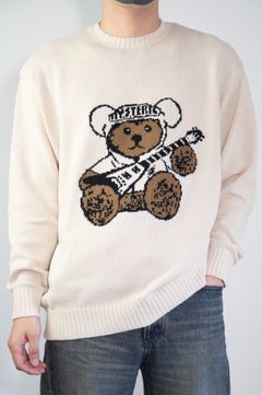 [ラスト1点 サイズXL] HYSTERIC TEDDY FLYING Vジャカード セーター / ホワイト
