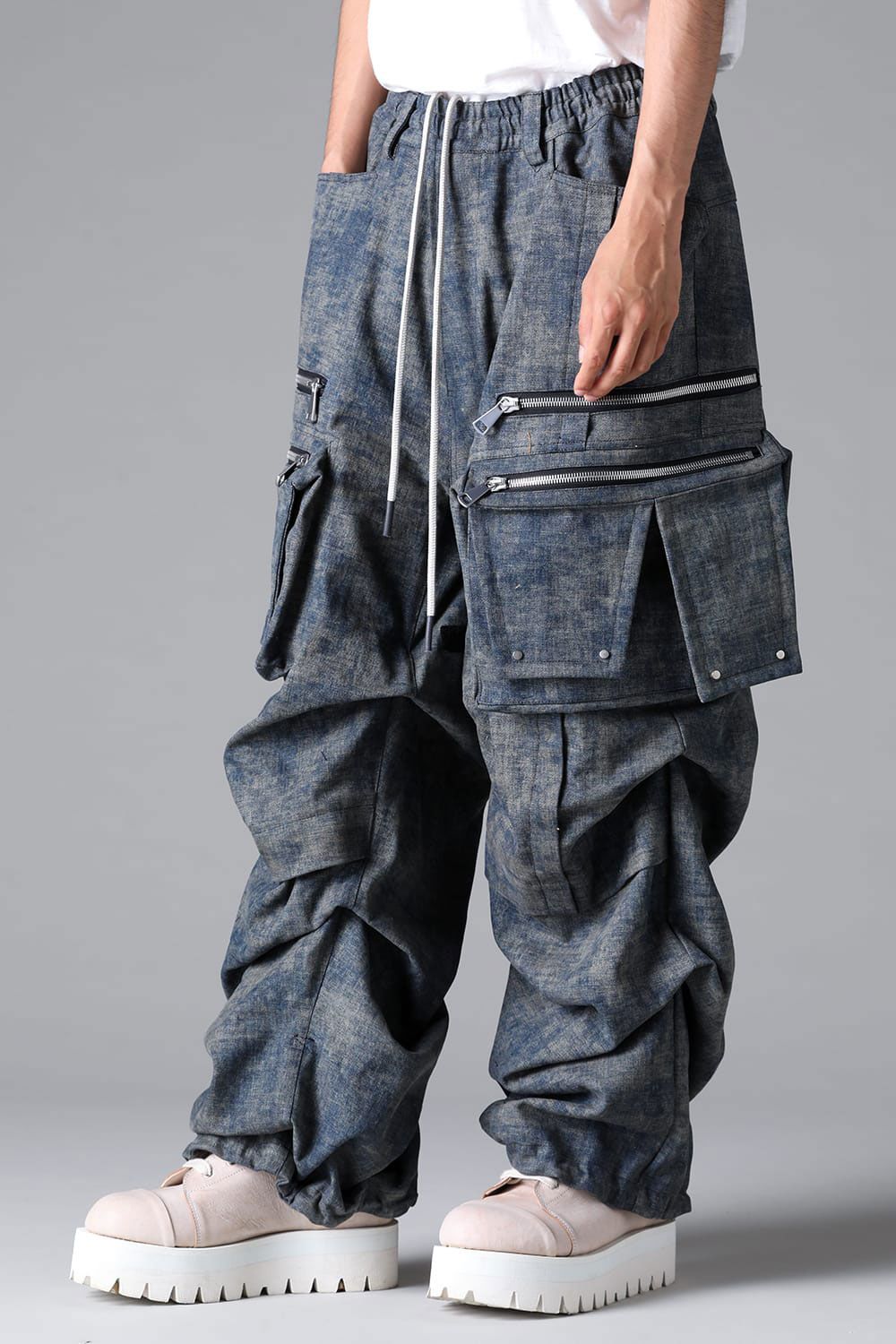 BLENDED SHADES DENIM CARGO TUCK WIDE PT / スチールブルー