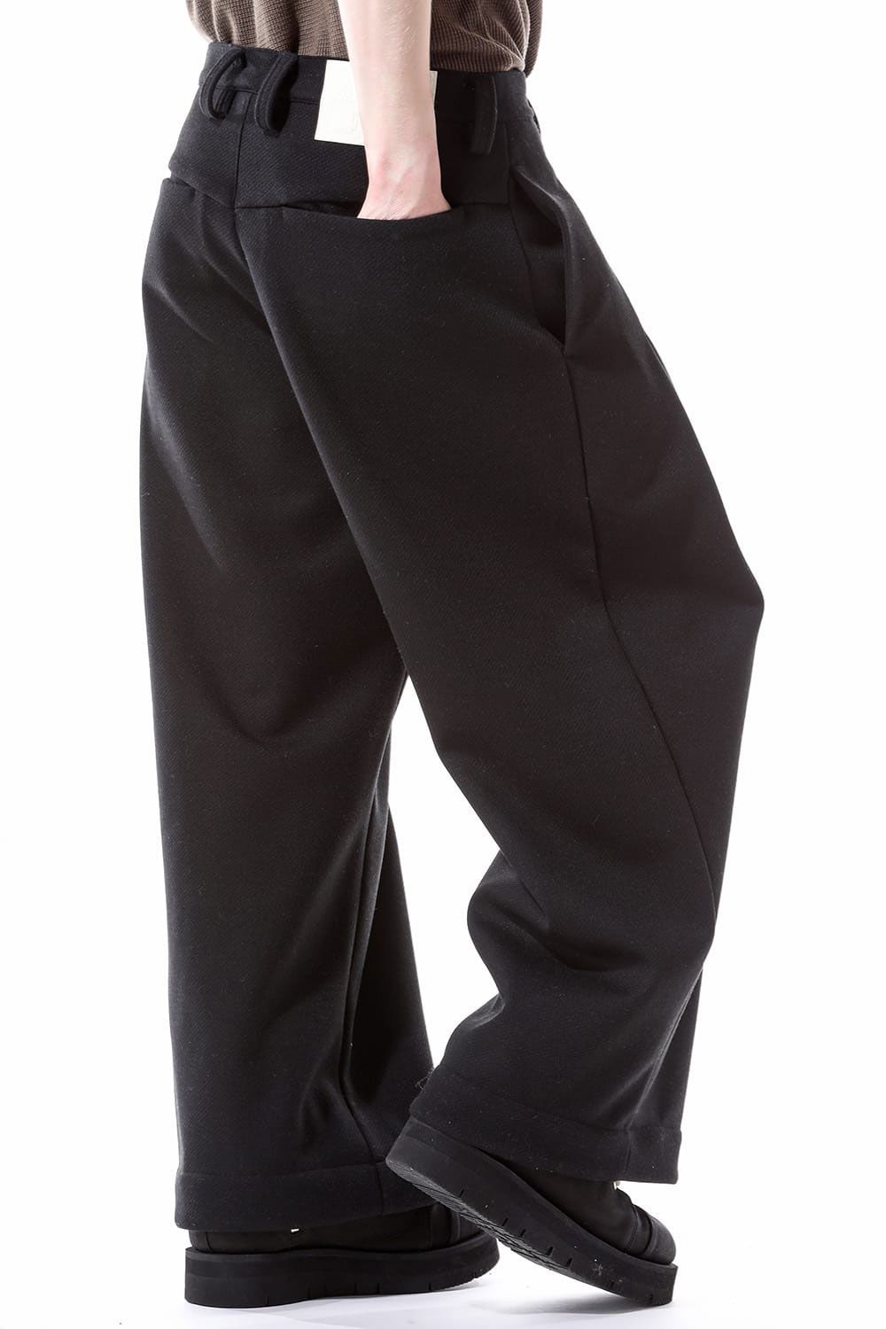ニットタックワイドパンツ / Knitted Tuck Wide Pants / ブラック / ag-10032-2