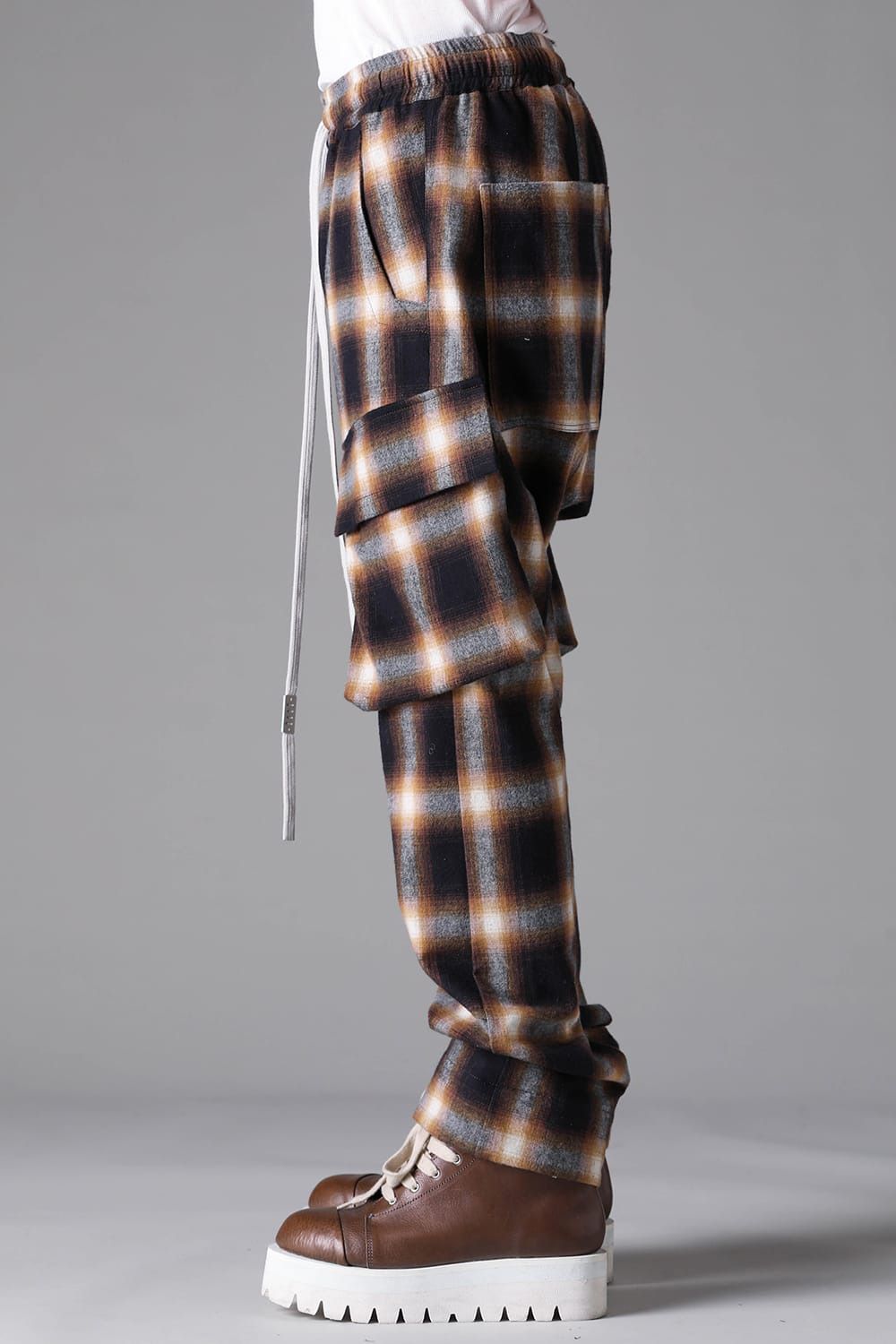 Plaid Cargo Flare Pants