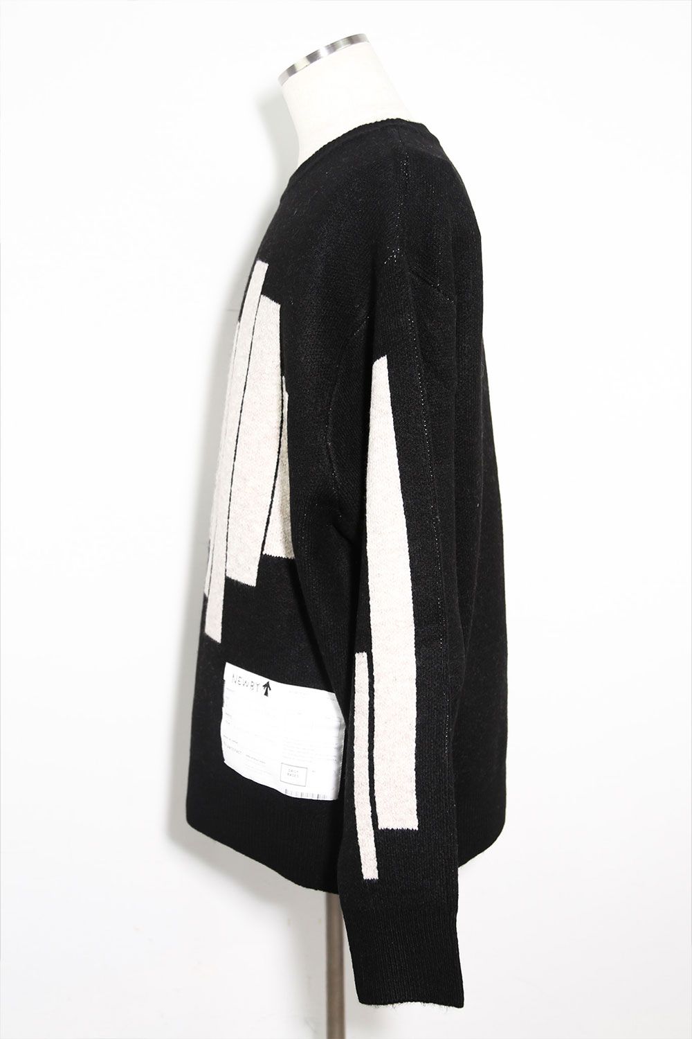 幾何学模様リラックスフィットニット / Geo Pattern Knit Top / ブラック×ベージュ / ag-8011-1