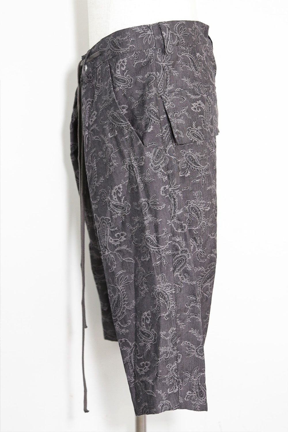 ペイズリー袴タックショーツ / Paisley Front Zip Tuck Shorts / ダークグレー / ag-9061-1