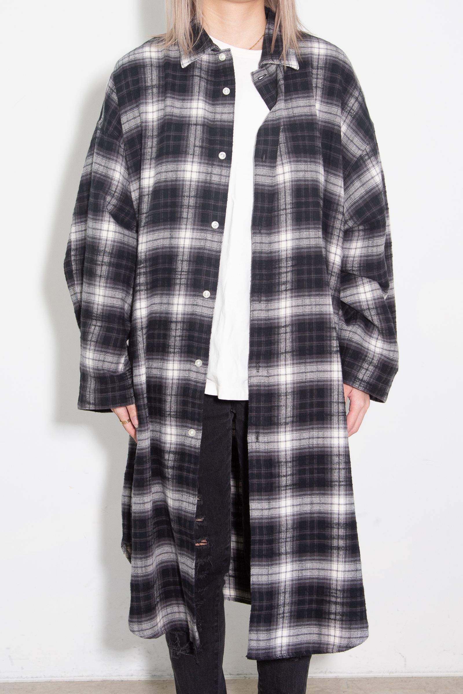 FM MONDO RADIO チェックシャツワンピース / ブラック