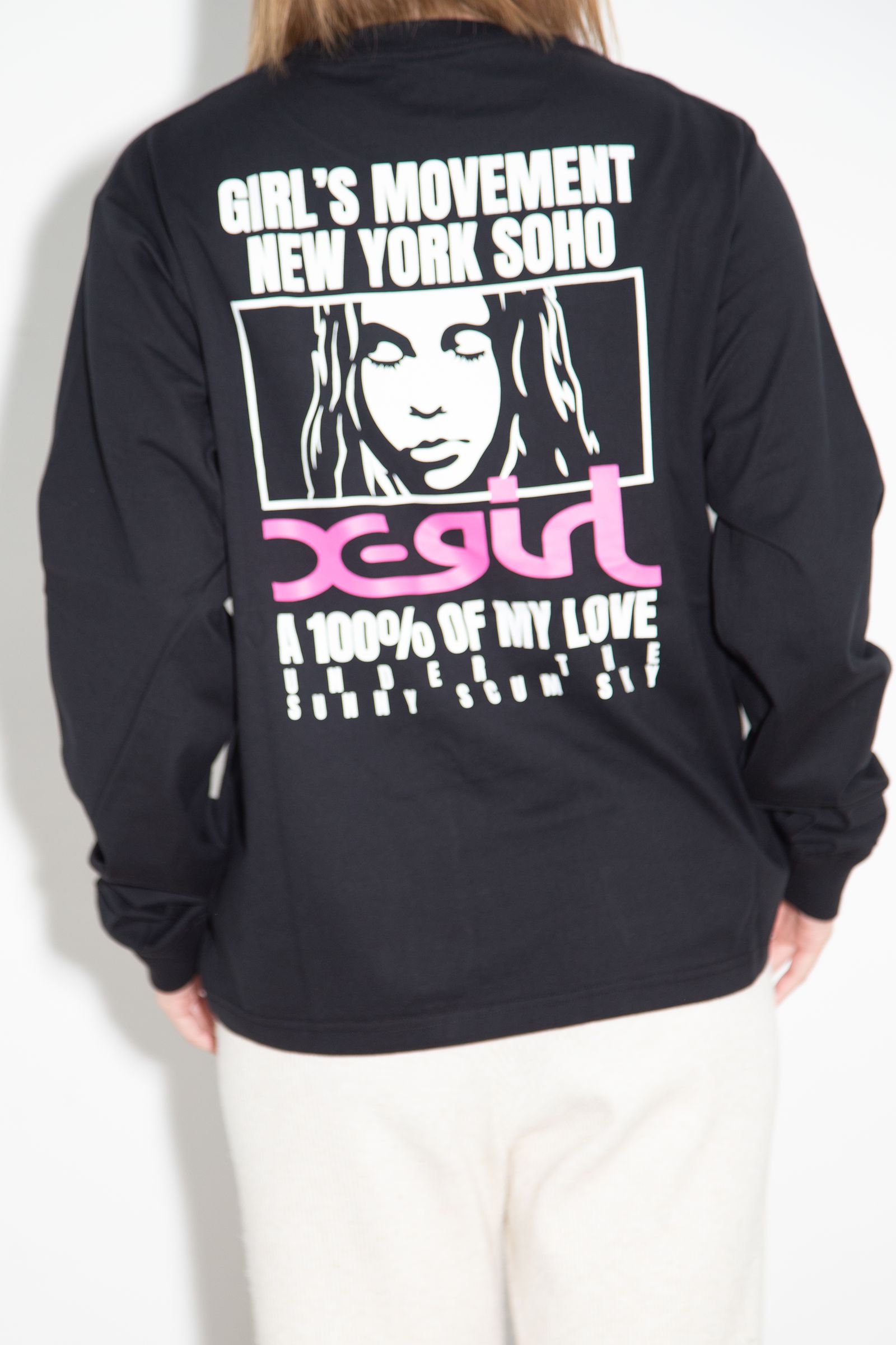FACE BOX AND MESSAGE L/S TEE / ブラック