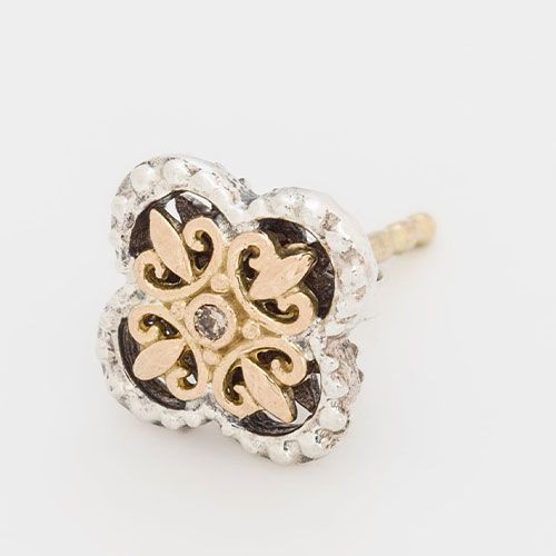 Cross Flower Stud Earrings （Diamond）/ GA016