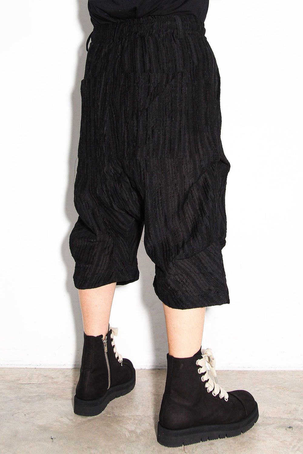 シアー楊柳タックショーツ / Sheer Yo-Ryu Tuck Shorts / ブラック