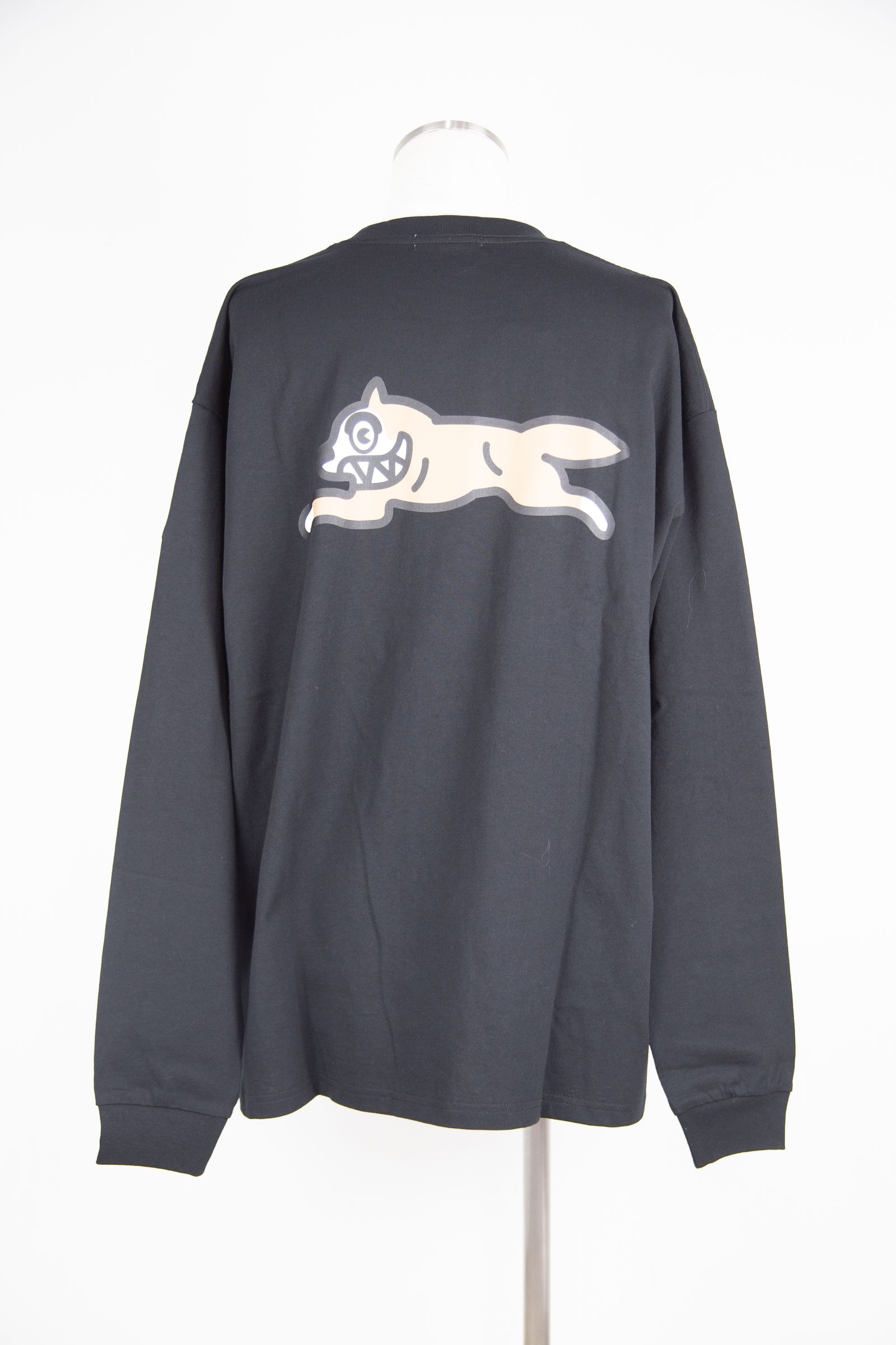 【ICECREAM】EMBROIDERED LOGO COTTON L/S T-SHIRT RUNNNING DOG / ブラック