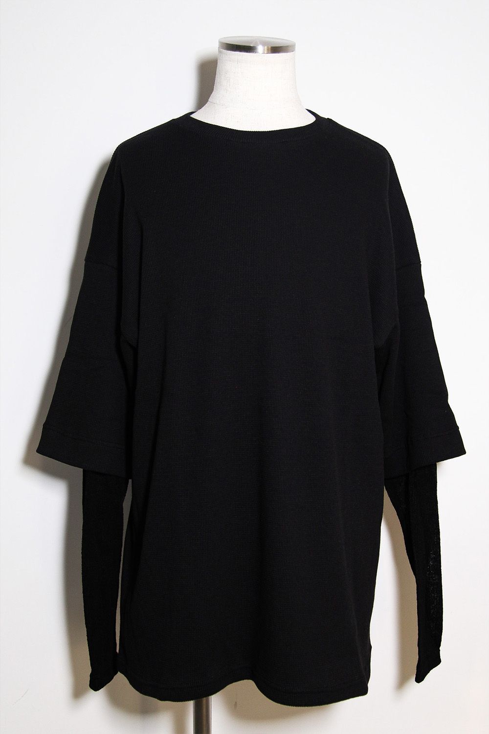 [ラスト1点 サイズ2] LAYERED CREW NECK TOP / ブラック / ag-12111