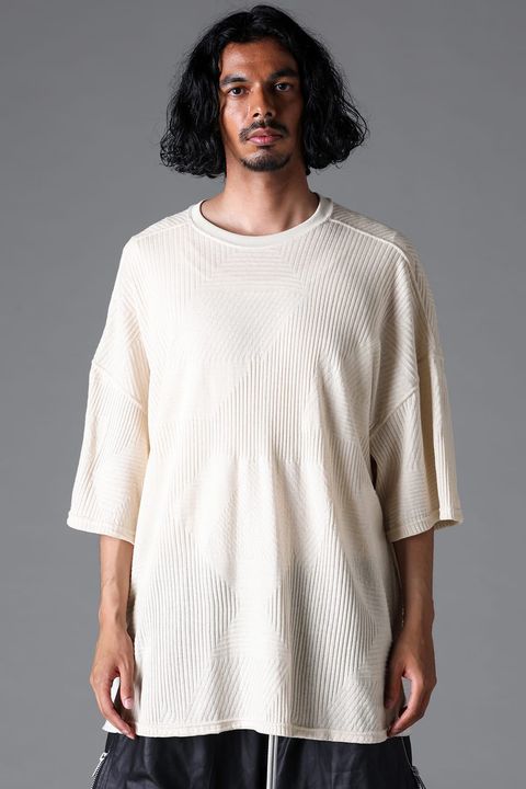 DEFORMED STRIPE PATTERN JUMBO TEE / ブラック