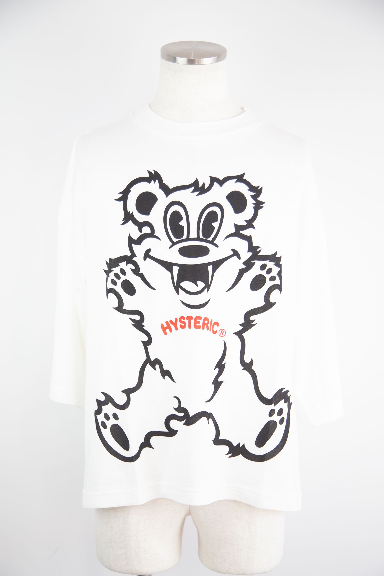 HYSTERIC GLAMOUR - FIRE BEAR オーバーサイズ八分袖Tシャツ 