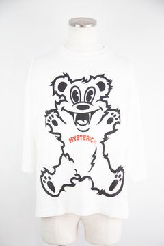 FIRE BEAR オーバーサイズ八分袖Tシャツ / ホワイト