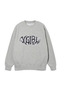 TRIBAL SHAPED LOGO PATCH CREWNECK SWEAT TOP / アッシュ