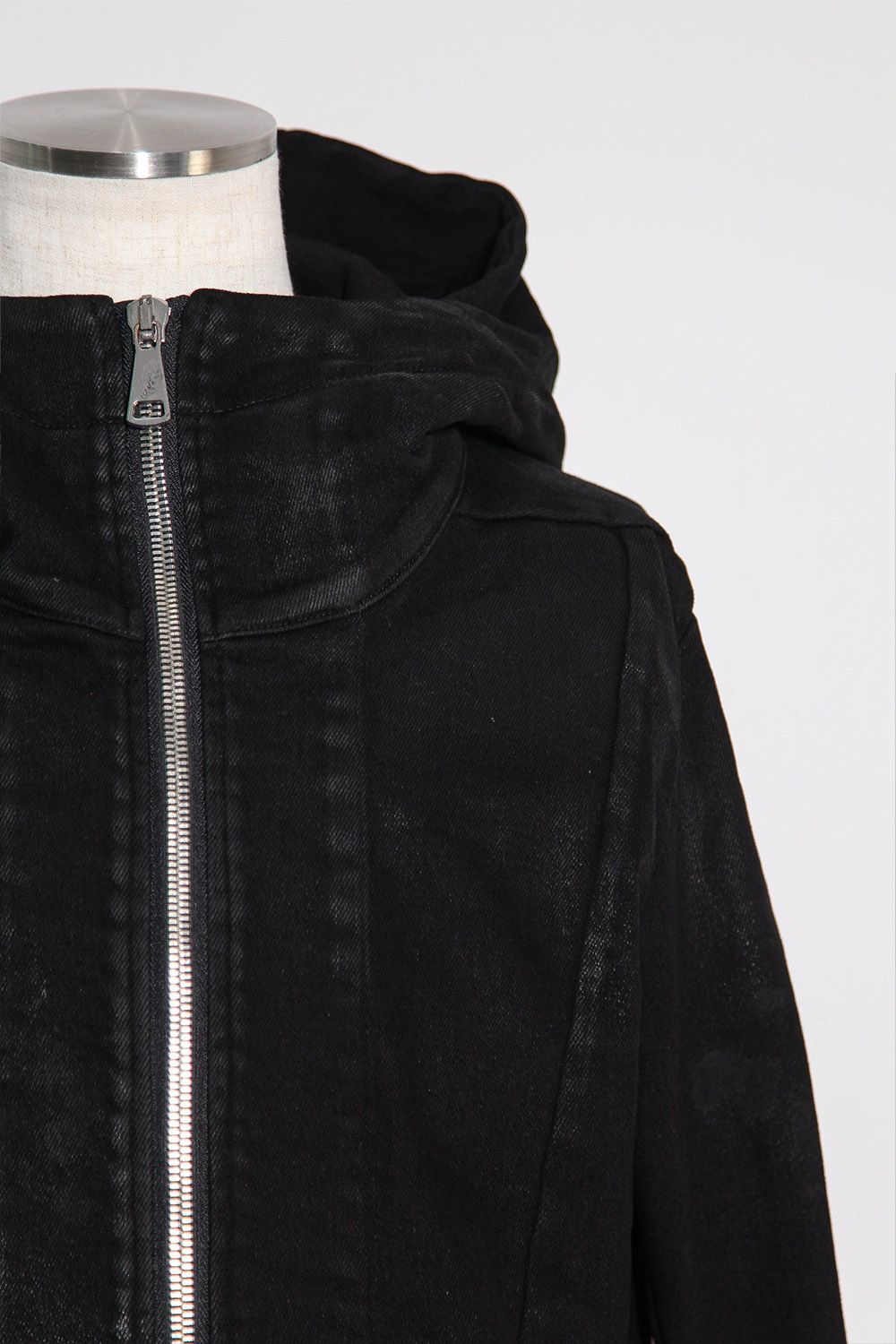 【コーティングあり】デニムフーディージャケット / COATED HOODIE DENIM JKT / ブラック / ag-12040-1
