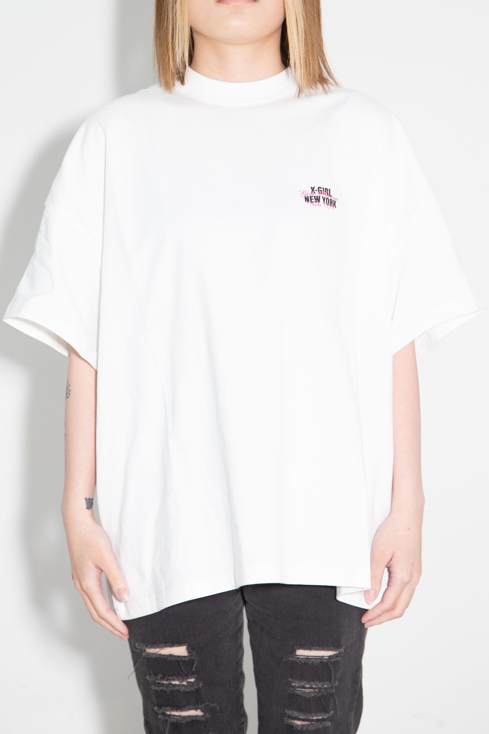 [ラスト1点 サイズS] FACE AND SCRIPT MIX LOGO S/S BIG TEE DRESS / ホワイト