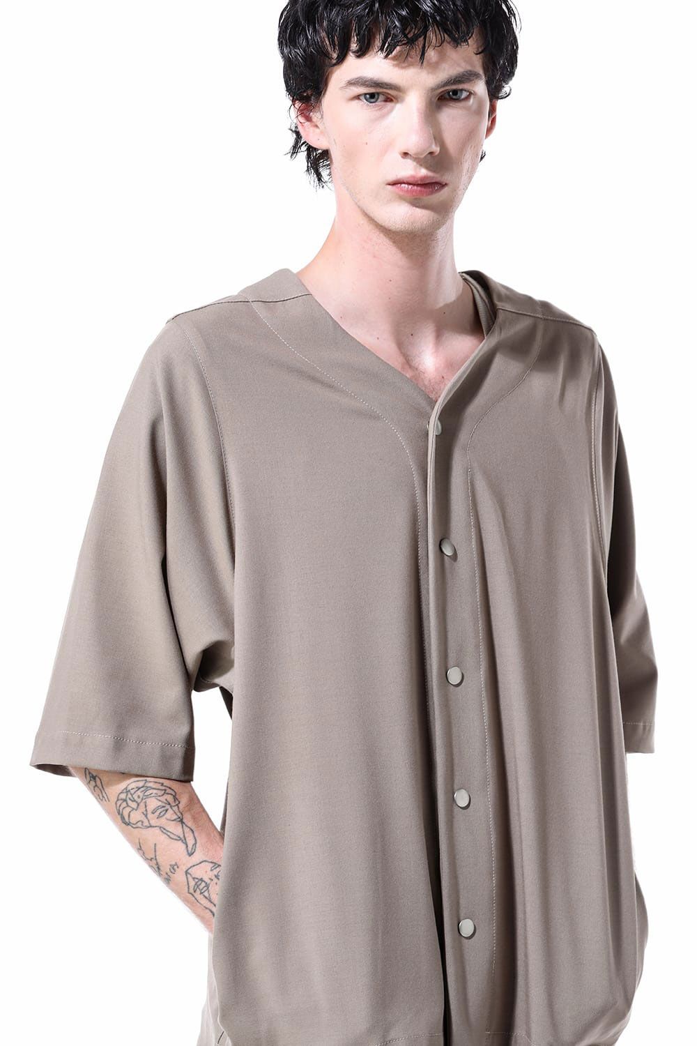 サマーウールベースボールシャツ / Summer Wool Baseball Shirts / ブラック / ag-11017-2