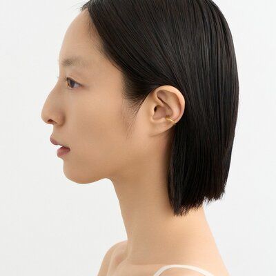 Curved Frost Ear Cuff-Gold