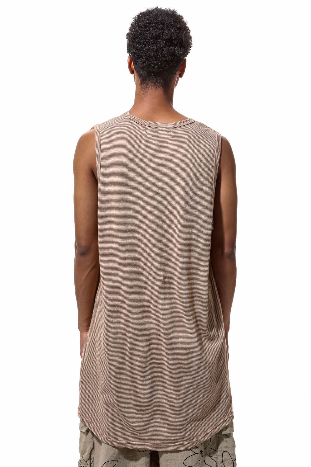 ストライプロングタンクトップ / Stripes Long Tank Top / マスタード×アイボリー