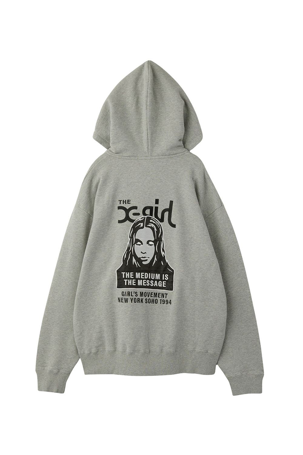 FACE PATCH AND LOGO ZIP UP SWEAT HOODIE / アッシュ