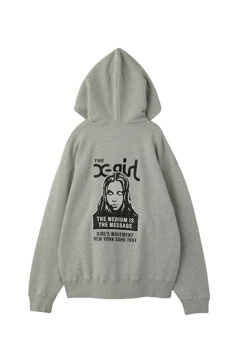 FACE PATCH AND LOGO ZIP UP SWEAT HOODIE / アッシュ