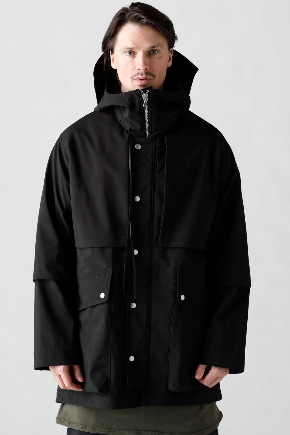 Nylon×Fleece Bonding hoodie Blouson / ブラック