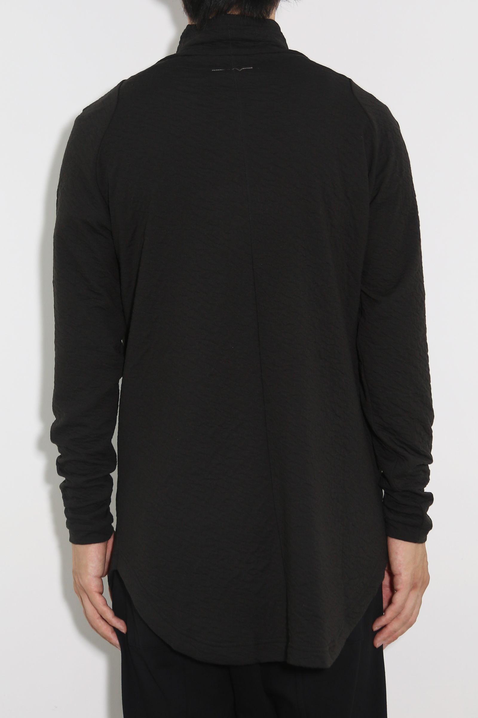 MOCK NECK LONG SLEEVE T-SHIRT 223-303 / シボ加工モックネックロングスリーブTee / ブラック