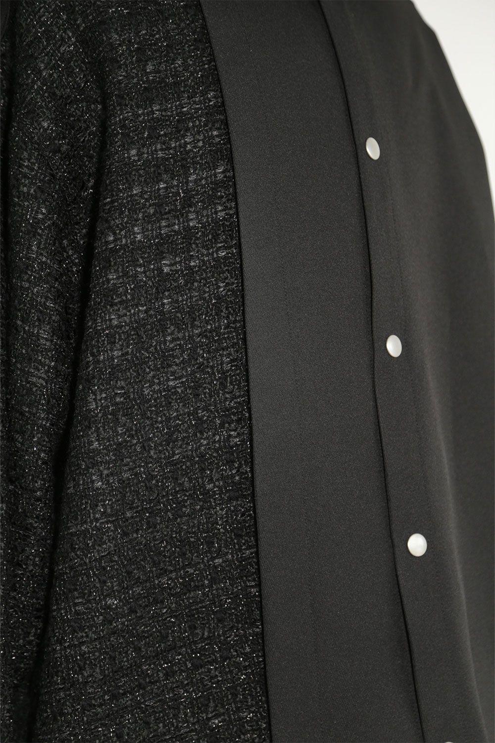 [ラスト1点 サイズ3] ツイードコンビシャツ / Tweed Combi Shirts / ブラック / ag-10084-2