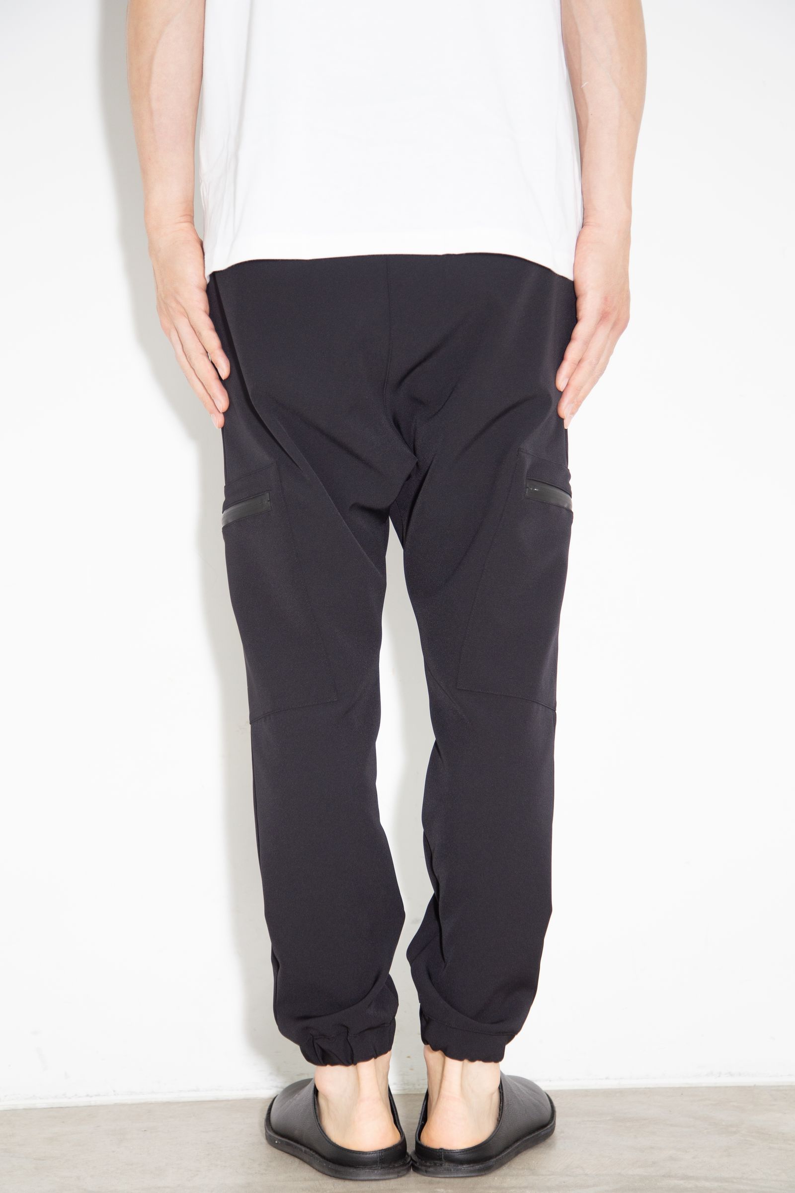 [ラスト1点 サイズS] STRETCH POLYESTER PANTS / ブラック