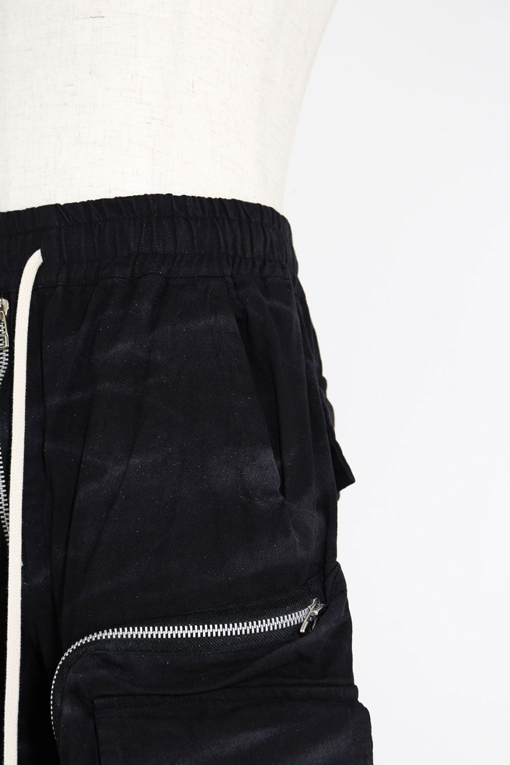 ヴィンテージ染めジップカーゴパンツ / Vintage Dyed Zip Long Pants / ブラック / ag-7036-1