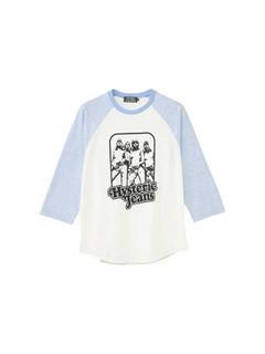 [ラスト1点 サイズXL] HYSTERIC JEANS 七分袖Tシャツ / ブルー