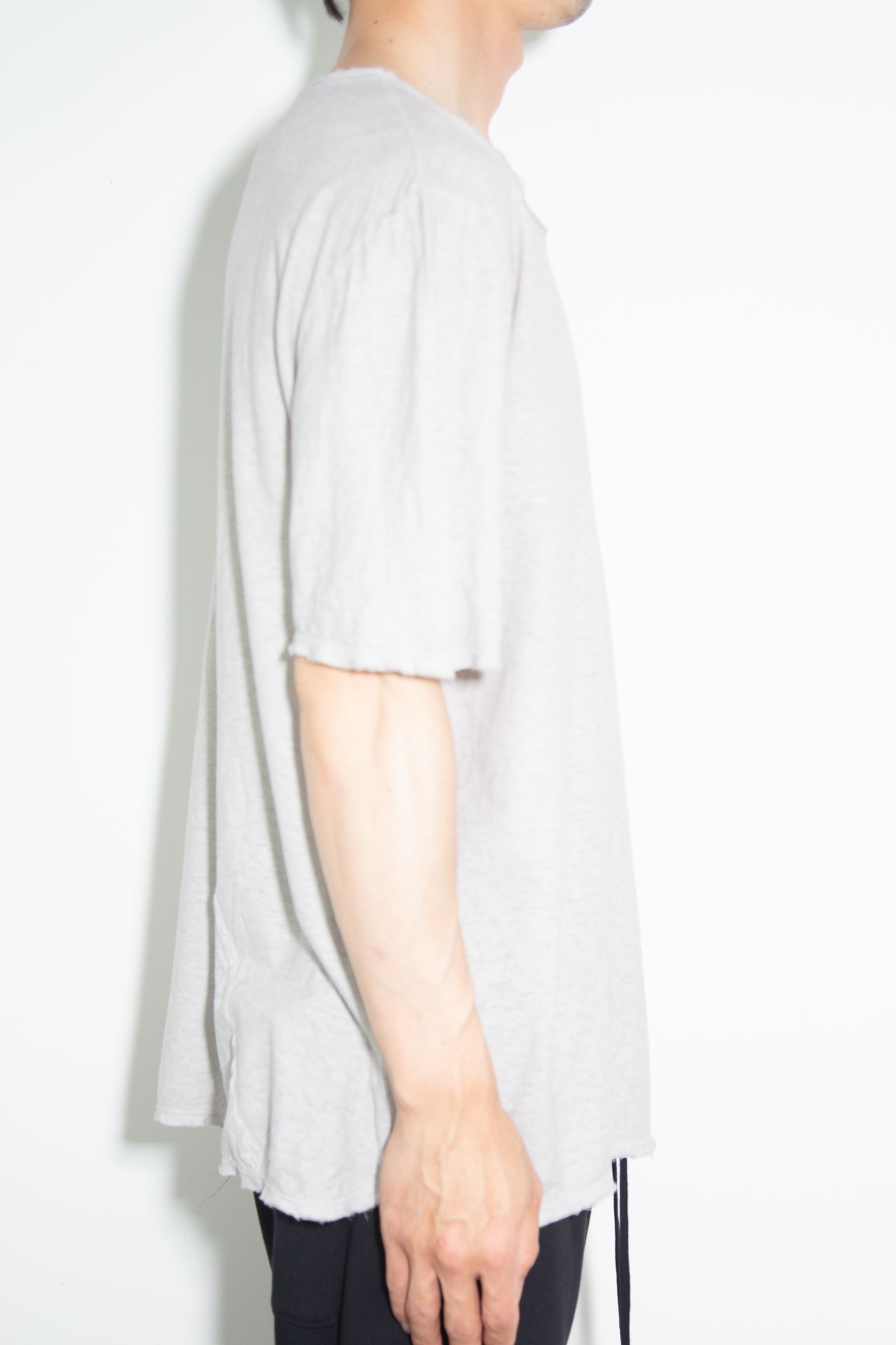 リネンコットンオーバーサイズTシャツ / OVERSIZED T-SHIRT / ライトグレー